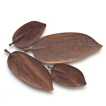 Creative leaf wooden plate Japanese personality solid wood teacup tray Nordic style IKEA simple household wooden fruit plate