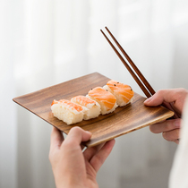  South American walnut solid wood plate Japanese square sushi square plate Wooden fruit plate Household creative wooden tray