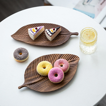  South American walnut solid wood plate Creative leaf snack plate Wooden fruit plate Household log tray Teacup tray