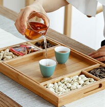 Japanese refreshment tea tray bamboo wood tray household rectangular bamboo simple small tray tea cup tea set storage rack