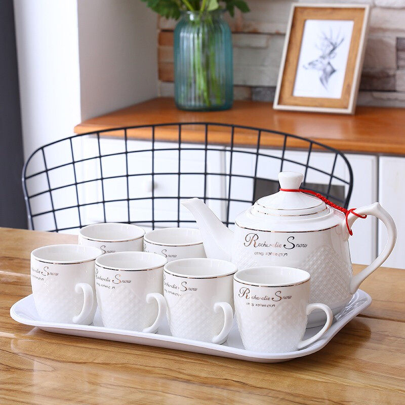 Simple tea set set brewing teapot ceramic tea cup set household afternoon tea tea set set with tray