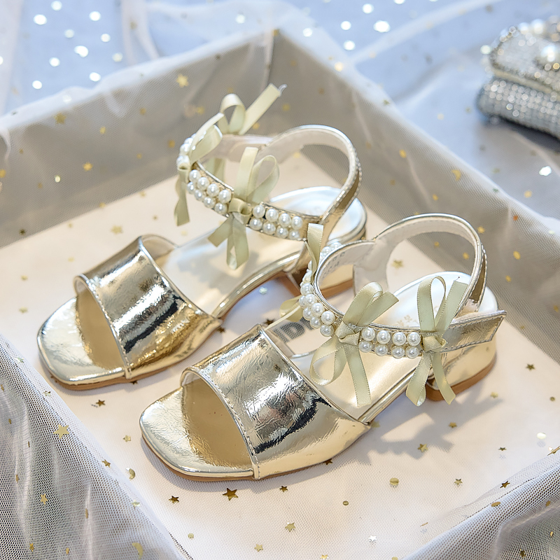 Girls' High-Heeled Sandals, Kidsren's Performance Catwalk Princess Shoes, 2026 New Summer Style, Little Girls' Chunky Heel Shoes for Older Kids