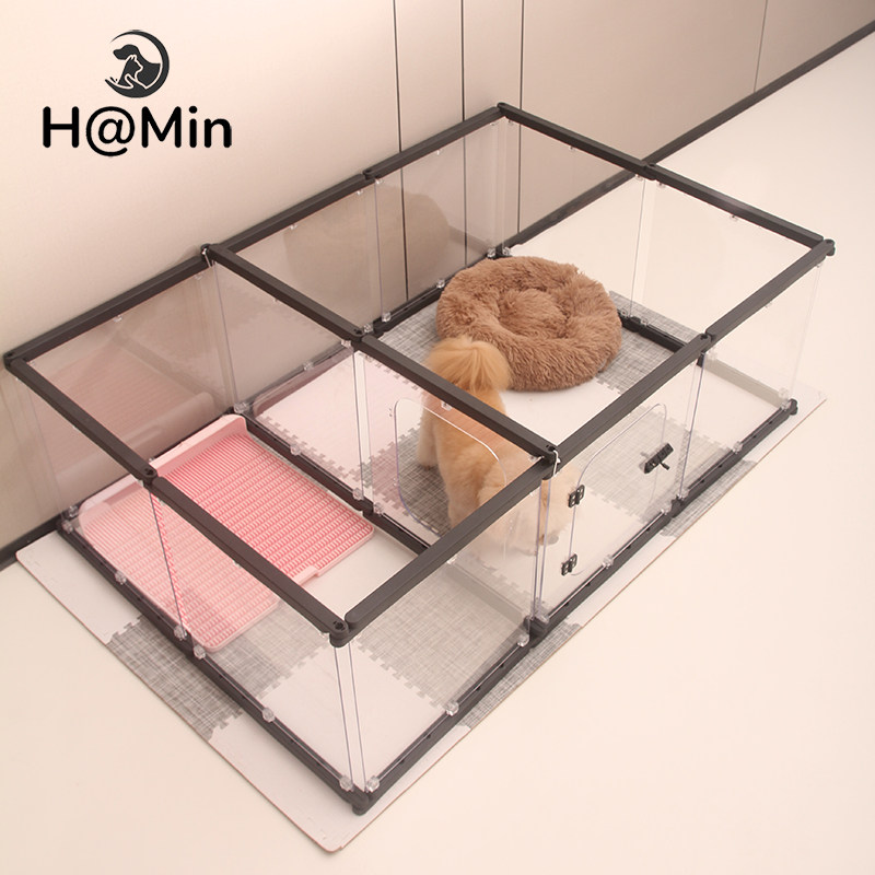 Cute little treasure pet transparent fence dog indoor fence balcony small dog movable free combination can be spliced