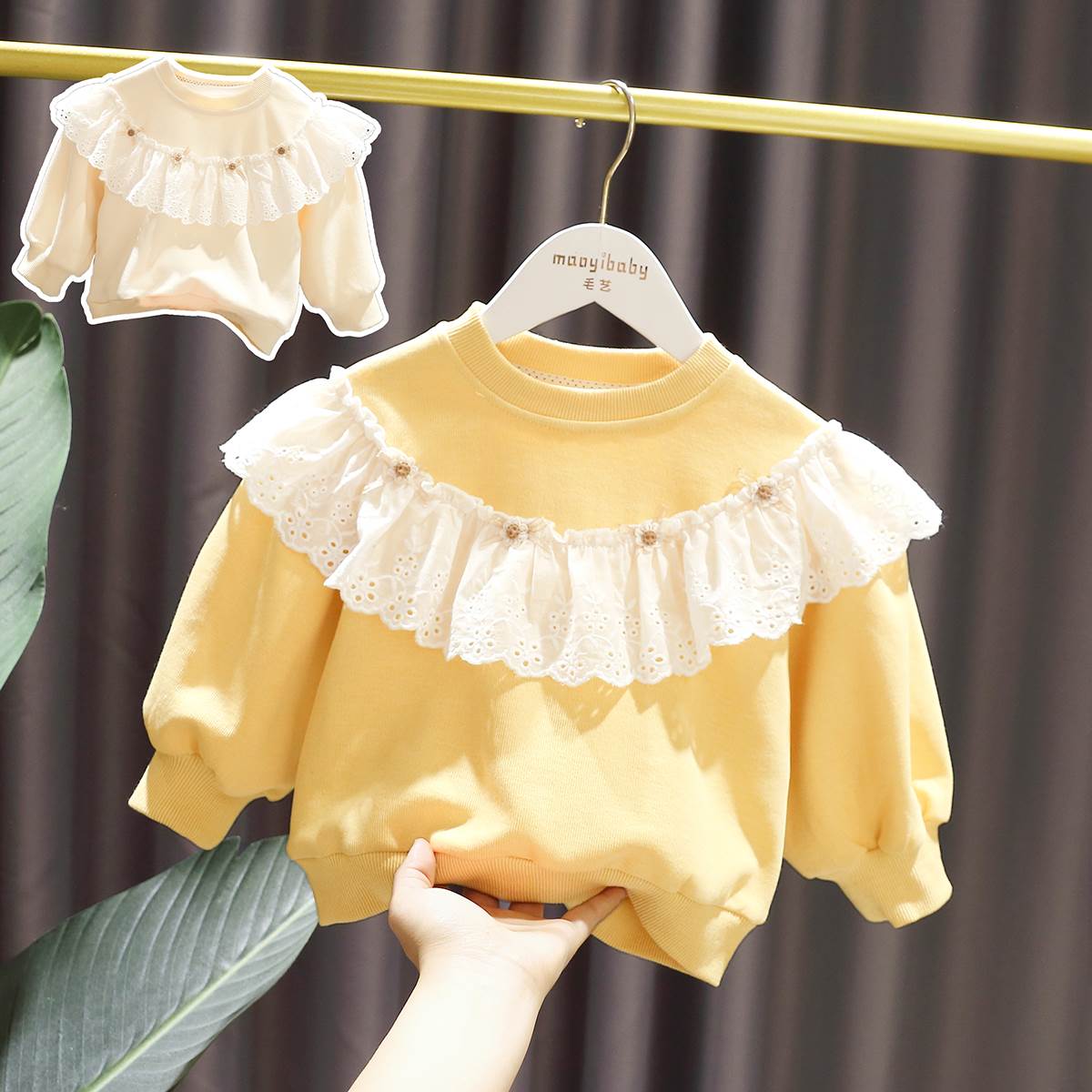 1-5-year-old female baby lace florian lace princess sweatshirt 3 female baby spring dress new girl sweet and beautiful design sensation blouse