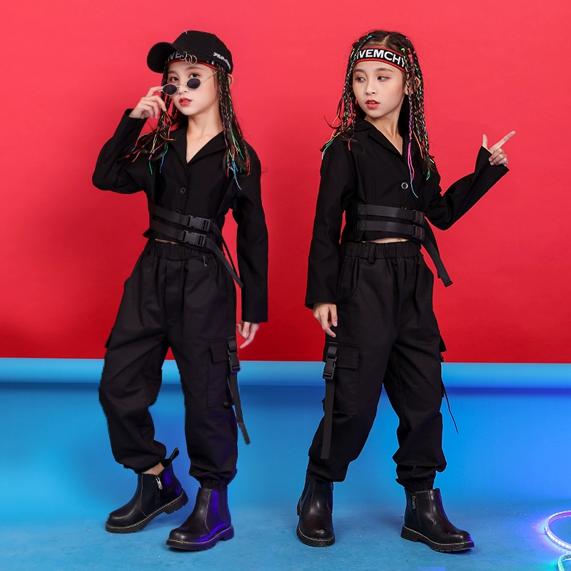 Trẻ em nhảy jazz phù hợp với cô gái hip-hop catwalk hip-hop mùa thu cô gái hiphop trang phục trẻ em - Trang phục