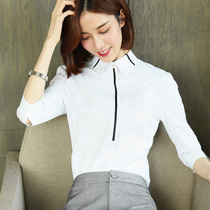 Three-point sleeve shirt womens mid-sleeve 2021 new slim-fitting overalls half-sleeved tooling professional formal white shirt Korean version