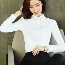 White shirt womens long-sleeved 2021 spring and summer new stand-up collar shirt slim-fit all-match OL professional wear overalls formal wear
