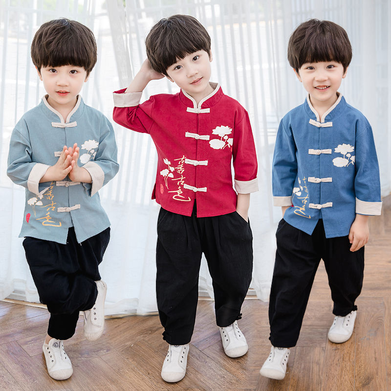 Boys Hanfu full set of spring and autumn boys' treasure two-piece ancient costume primary school students Tang suit children's suit performance clothing national trend