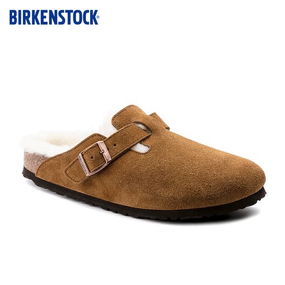 BIRKENSTOCK furry shoes for men and women, cork slippers Boston Shearling series