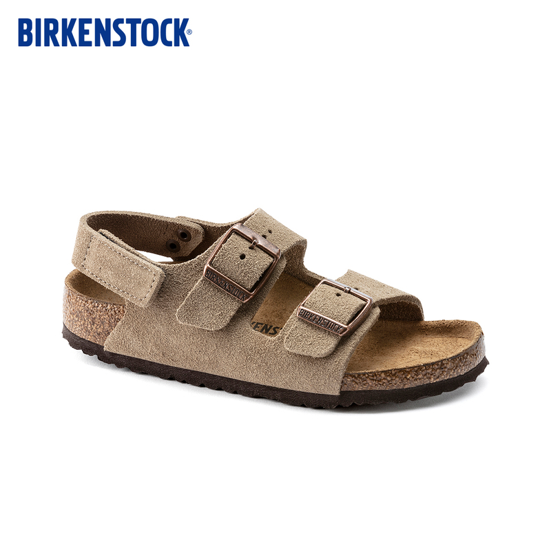 Birkenstock German Imported Children's Leather Suede Comfortable Cork Milano Ankle Strap Sandals