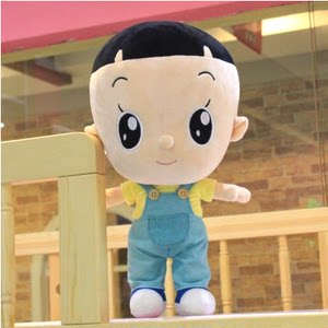 正版大头儿子毛绒玩具一家三口小头爸爸公仔布