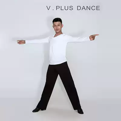 V PLUS DANCE high Snow Brand men's Latin suit long sleeve fold open collar white top