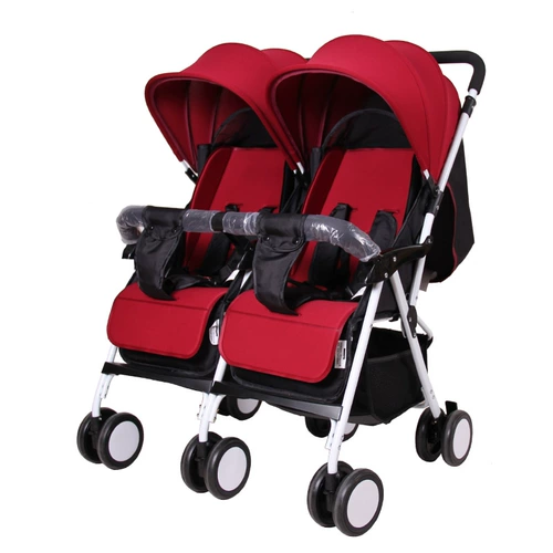 Сверхлегкая портативная складная коляска для близнецов с сидением для двоих, можно сидеть и лежать, амортизация