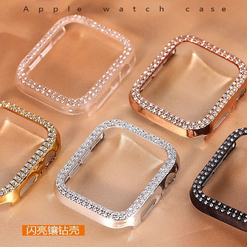 Suitable for Apple Watch Diamond-Encrusted Case Applewatch10/9/87/2/3/4Iwatch5/6 Protective Case Se