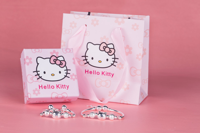 Sterling bạc vòng đeo tay nữ trẻ em hello kitty bạc vòng đeo tay dễ thương cartoon Hello Kitty bé vòng đeo tay cha mẹ và con