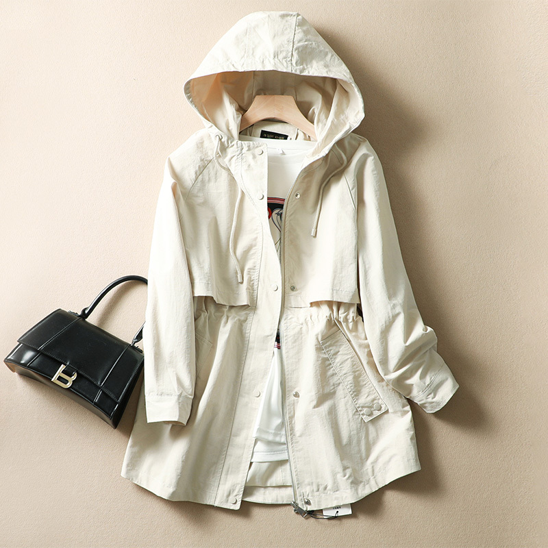 Petite Women's Trench Coat 2025 New Mid-Length Coat for Women, Spring and Autumn Thin Versatile Waist-Cinching Spring Women's Clothing