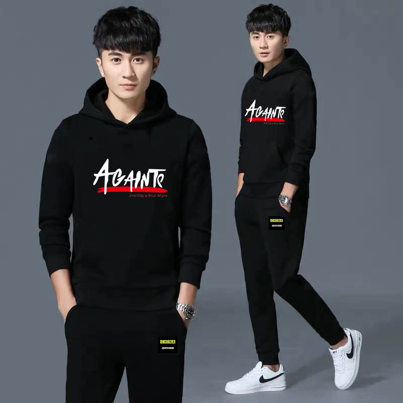 卫衣套装男装一套帅气2019秋新款潮流韩版潮牌衣服休闲外套 连帽