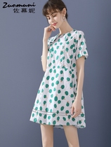 Sasu Ni loose short sleeve print dress 2021 new summer Women short cotton simple 11531