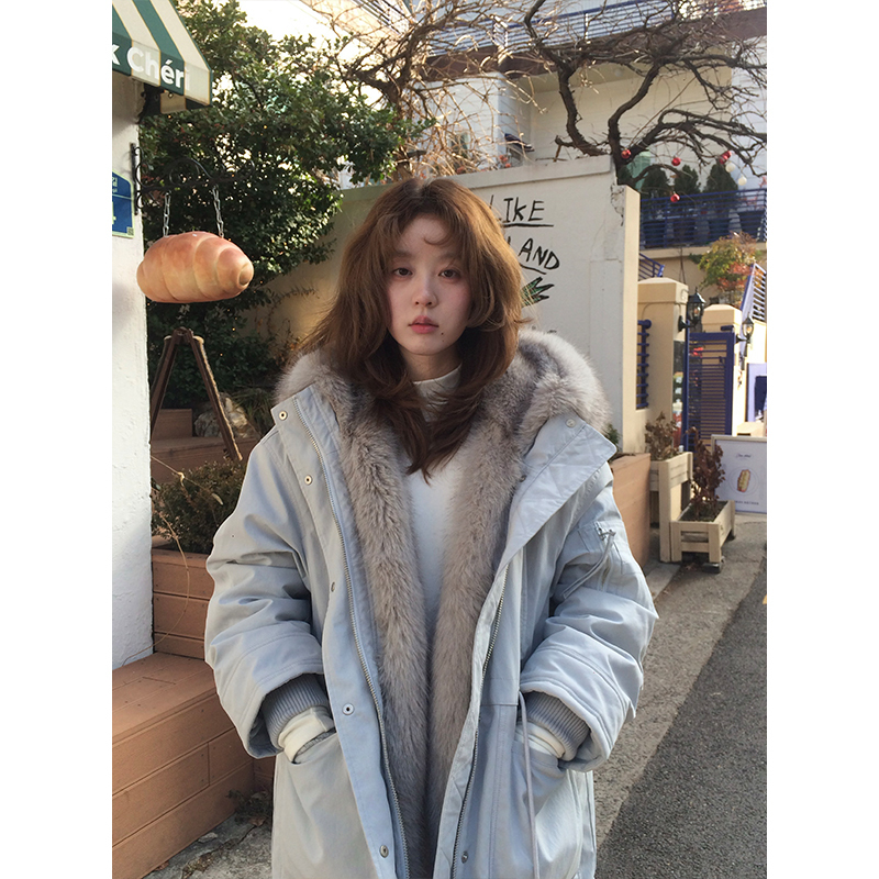 Meorra Winter Love Song Barn-Style Detachable Fur Collar Parka Women's New Winter Fiber Fur Coat Meorra Winter Love Song Barn-Style Detachable Fur Collar Parka Women's New Winter Fiber Fur Coat