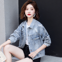 Womens coat womens short 2021 new womens denim jacket design feel versatile thin baseball clothing autumn and winter