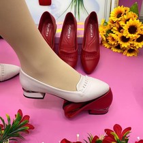 (High quality) soft leather single shoes women 2021 Spring and Autumn new non-slip soft bottom comfortable thick heel leather shoes women