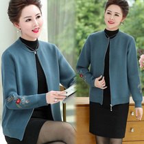 Middle-aged autumn clothes middle-aged and elderly ladies womens fashion outerwear Western-style mothers sweater Mrs wide autumn jacket