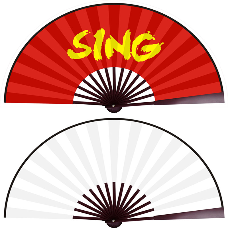 Send Mingyue fan SING The same fan with the bright moon dance clothes red and white double-sided folding fan