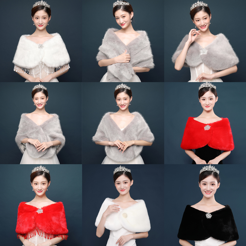 Shawl women's 2021 new spring, autumn and winter Korean version of wedding dresses, wedding fashion, warm cloaks, bridal hair shawls