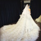 2021 new double-layer bride main wedding veil, high-end super long trailing champagne wedding headdress, super fairy