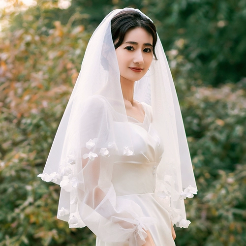 Фата 2024, новый стиль, тиара невесты, основной реквизит для свадебной фотосессии, чтобы получить сертификат, свадебное предложение, белый жемчужный цветок