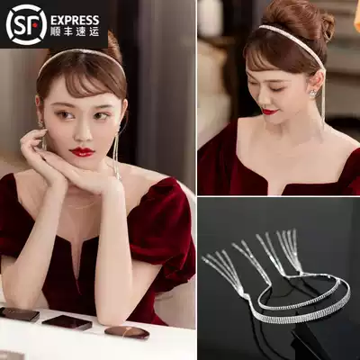 Moduowei bride hair hoop with tassel pendant female super fairy di lireba with rhinestone hairclip ear hanging jewelry