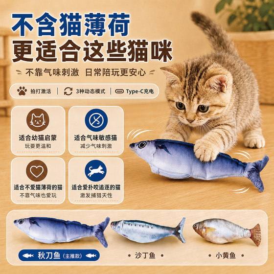 Cat Toy Fish Without Catnip, Electric Simulation Moving Toy for Kittens to Grind Their Teeth and Entertain Themselves