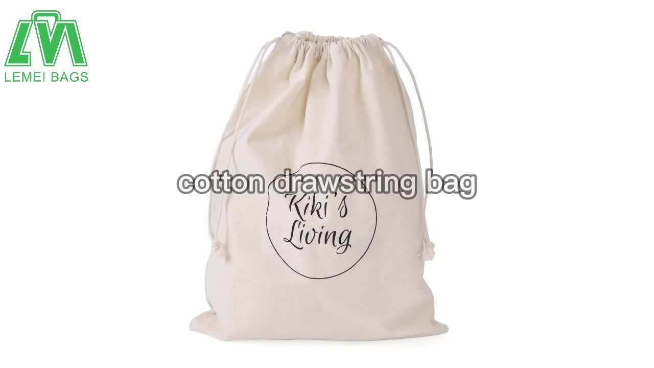 Custom Printed Large Natural 100% Organic Muslin Cloth Drawstring