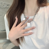 Summer with white t necklace Silver female ins hip hop cool decoration summer cool accessories hipster fashion Wild