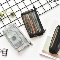 Pen bag ins Japanese transparent simple student bully large capacity high value Korean style stationery box Korean Super fire girl