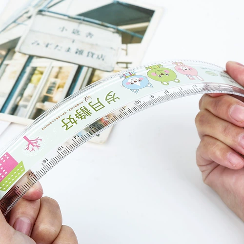 Линейка для школьников, волнистый мультяшный комплект, канцтовары, 20см, 4 предмета, оптовые продажи