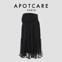 French APOTCARE gestational woman in summer black with loose and reduced aging high waist tovenian female half-body dress