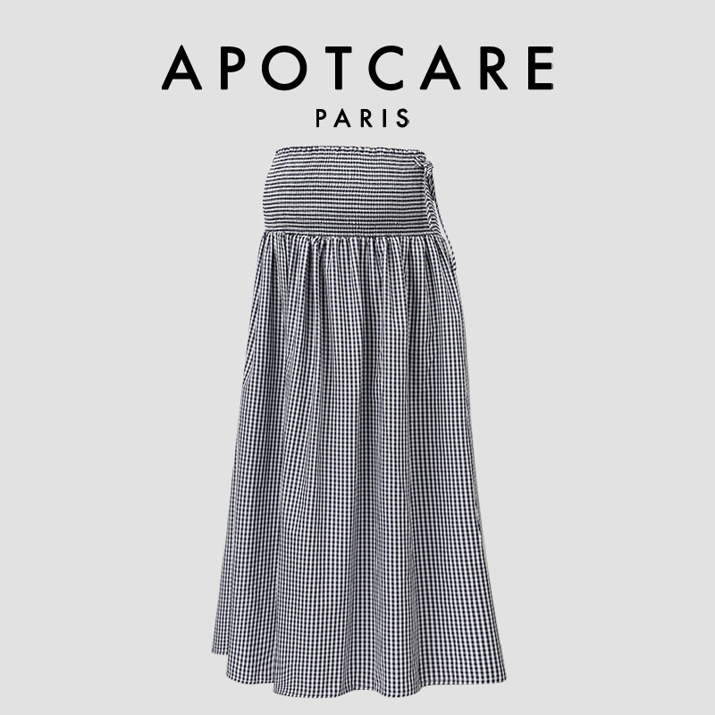 French Apotcare Maternity Wear Spring and Autum New Style Belly-Free, Slimming Mid-Length Blue Plaid Skirt for Women