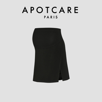 French APOTCARE maternity wear summer style soft and comfortable high-waisted belly-supporting A-line skirt black slit skirt