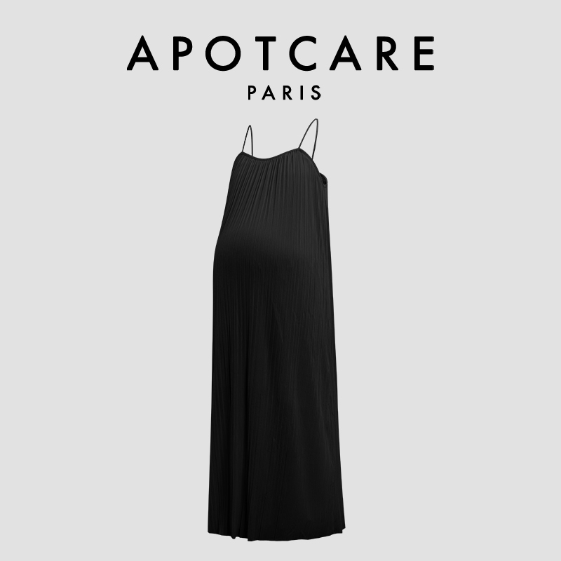 French Apotcare Maternity Wear Summer New Style Pleated Elegant Slimming Suspender Dress Loose and Versatile Dress