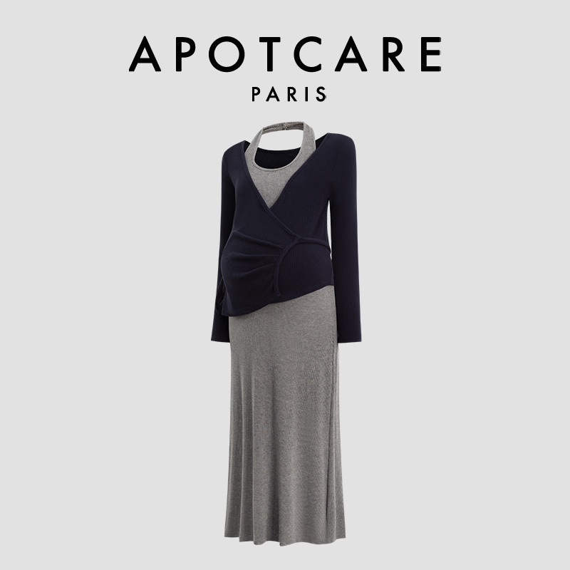 French Apotcare Maternity Wear Spring and Autumn New Large Size Loose and Fashionable Age-Reducing Slimming Dress Two Pieces French Apotcare Maternity Wear Spring and Autumn New Large Size Loose and Fashionable Age-Reducing Slimming Dress Two Pieces