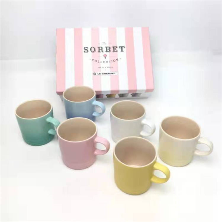 France Le Creuset cool color ice cream mug set gift box ceramic water cup gradient color milk cup