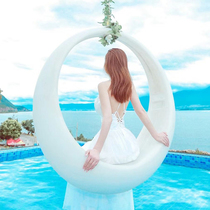 Luminous swing outdoor Internet celebrity hanging chair multi-person moon outdoor childrens rocking chair courtyard leisure attractions amusement cradle