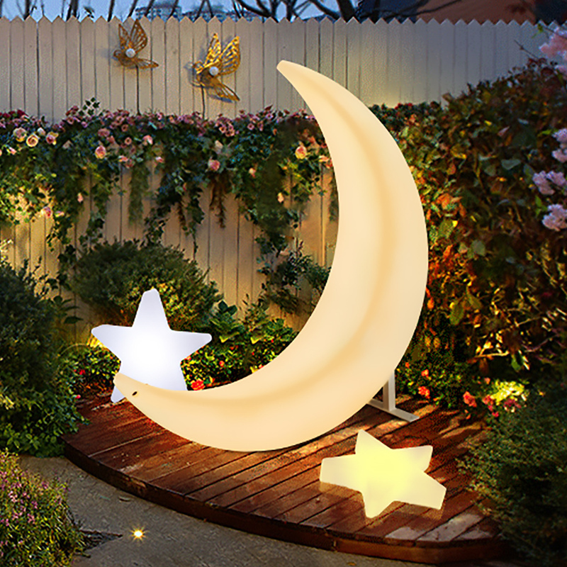 Glowing Moon and Star Lights Mid-Autumn Festival Scene Layout Atmosphere Outdoor Lawn Courtyard Park Landscape Decorative Lights