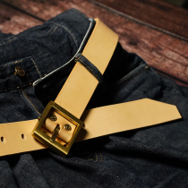 Italian vegetable tanned leather CF wind dust brass belt buckle Japan Tochigu Shonan American saddle custom belt belt men