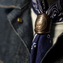 Original Ami Kazi rrl American retro leather handmade scarf buckle cotton cashew pattern hip hop