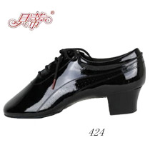  Betty dance shoes mens Latin shoes 424 black adult national standard shoes ballroom dance shoes two-point soled bright leather