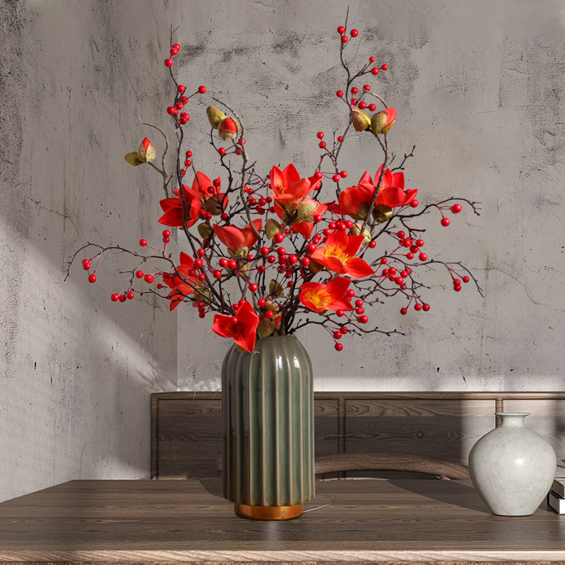 Fortune-making Fruit emulation Flower Fancy Flower Furnishing Living-room Decoration Flower Berries Red Bean Hand Holding Flower Pendulum Pieces Wedding Flower Arrangement Flowers Bouquet