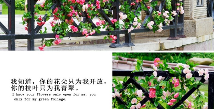 Mô phỏng hoa hồng giả hoa nhựa hoa mô phỏng cây nho treo tường hoa phòng khách điều hòa không khí uốn lượn trang trí hoa - Hoa nhân tạo / Cây / Trái cây bình hoa giả để phòng khách