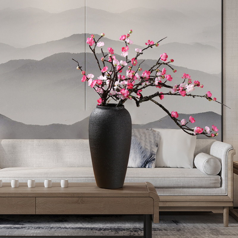 New Chinese plum flower simulation flower living room furnishing room decoration flower art red plum flower arrangement swing piece single plastic fake flower